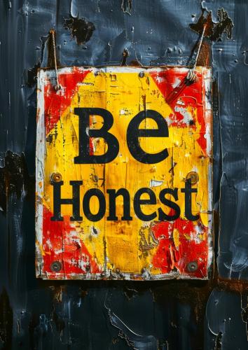 Weathered Rustic Sign with Be Honest Message on Colorful Backgro