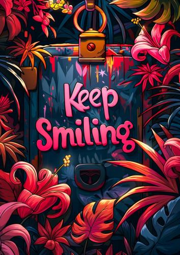Colorful Tropical Jungle Scene with Intricate Foliage and Positi